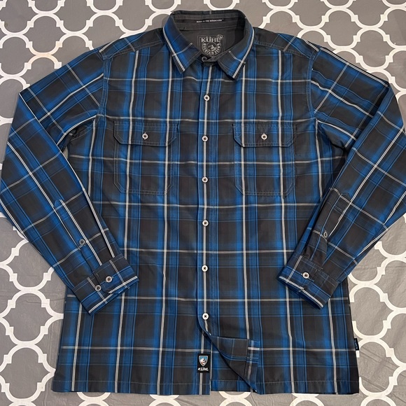Chemise Kuhl Homme Flanelle Fugitive Grand Gris Plaid – Manches Longues – Taille L – Occasion Parfait état